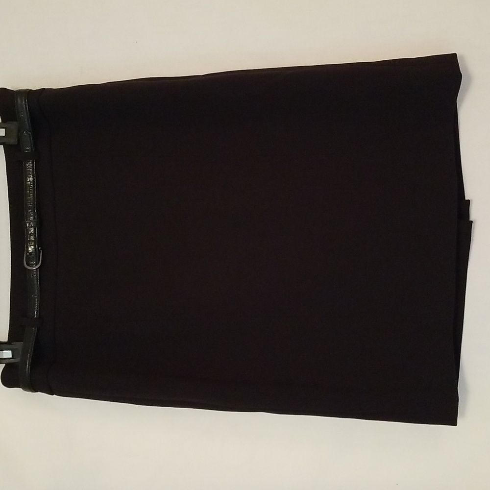 LOFT BLACK BELTED PENCIL MIDI SKIRT TEXTURED MATERIAL LINED BELT INCLUDED